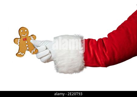 Babbo Natale canto isolato su sfondo bianco Foto Stock