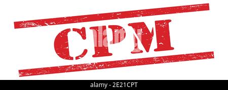 Testo CPM sul francobollo rosso in gomma vintage. Foto Stock