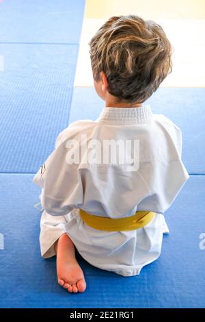 JUDO classe per bambini. Lezione di Judo per bambini piccoli Foto Stock