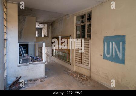 Zona tampone Nicosia linea Verde Cipro Foto Stock