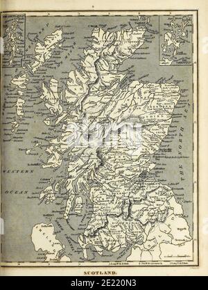 Mappa ottocentesca della Scozia incisione su copperplate dall'Enciclopedia Londinensis OR, dizionario universale di arti, scienze e letteratura; Volume XXII; a cura di Wilkes, John. Pubblicato a Londra nel 1827 Foto Stock