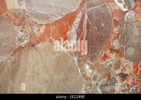 Marmo variegato nei colori grigio, bianco e marrone fondo a trama in pietra, alto dettaglio Foto Stock