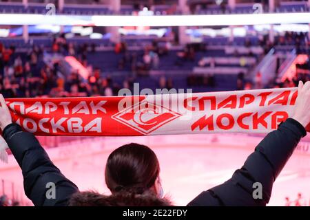 Mosca, Russia. 11 Gennaio 2021. KHL stagione regolare hockey su ghiaccio match: Spartak Mosca vs Lokomotiv Yaroslav - CSKA Arena. Credit: Marco Ciccolella/Alamy Live News Foto Stock