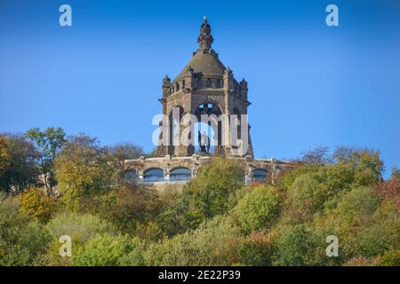 Kaiser-Wilhelm-Denkmal, Porta Westfalica, Kreis Minden-Luebbecke, Nordrhein-Westfalen, Deutschland Foto Stock