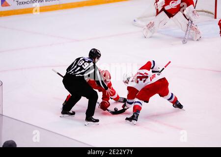 Mosca, Russia. 11 Gennaio 2021. KHL stagione regolare hockey su ghiaccio match: Spartak Mosca vs Lokomotiv Yaroslav - CSKA Arena. Credit: Marco Ciccolella/Alamy Live News Foto Stock