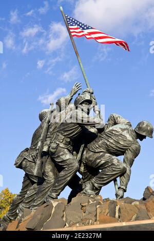 Iwo Jima Memorial a Wash DC, USA. Memorial dedicato a tutto il personale del corpo dei Marine degli Stati Uniti che sono morti in difesa del loro paese Foto Stock