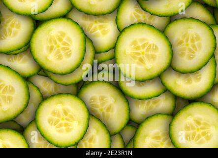 Cetrioli che coprono lo sfondo dello schermo. Tema del concetto di cibo Foto Stock