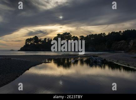 Tramonto sulla costa di Mendocino, California Foto Stock