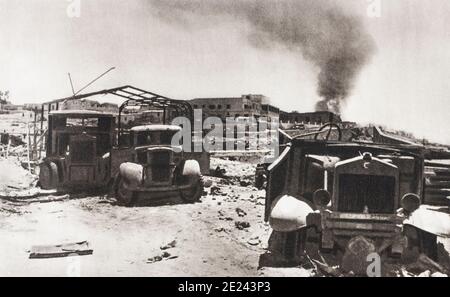 La caduta di Tobruk (giugno 1942). La perdita di questa importante posizione, la sua guarnigione e forniture è stato un duro colpo per l'esercito britannico. Foto Stock