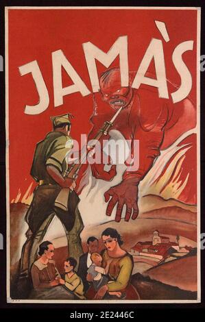 Manifesto di propaganda anticomunista della guerra civile spagnola. 1937 Foto Stock