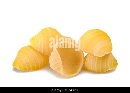 Conchiglioni pasta italiana isolata su fondo bianco Foto Stock