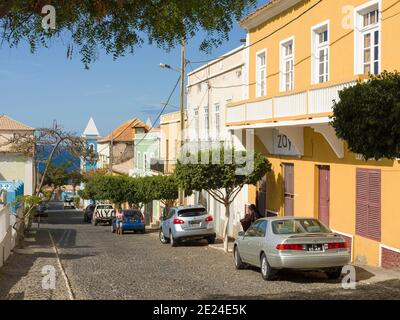 Casa cittadina tradizionale (Sobrado). Sao Filipe, la capitale dell'isola. Isola di Fogo (Ilha do Fogo), parte di Capo Verde nell'atlantico centrale. Foto Stock