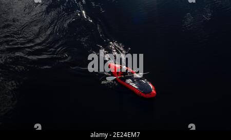 Vista aerea del kayak da persona Foto Stock