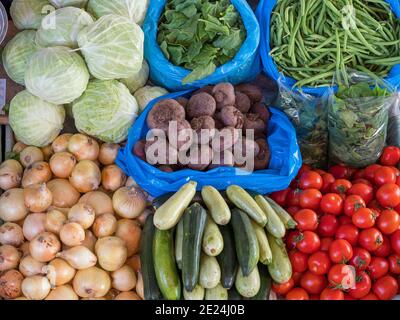 Mercado Municipale di Praia a Platone. La capitale Praia sull'isola di Santiago (Ilha de Santiago), Capo Verde nell'atlantico equatoriale. Foto Stock