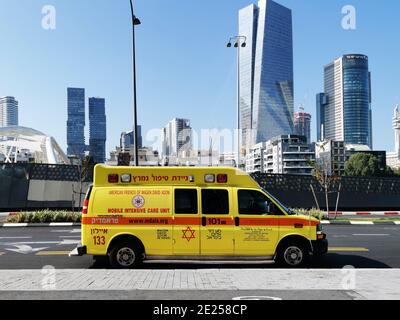 Magen David Adom Mobile Intensive Care Unit Cat a Tel Aviv Foto Stock