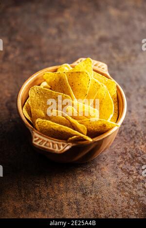 Tortilla chip. Nacho messicano chip in ciotola. Foto Stock