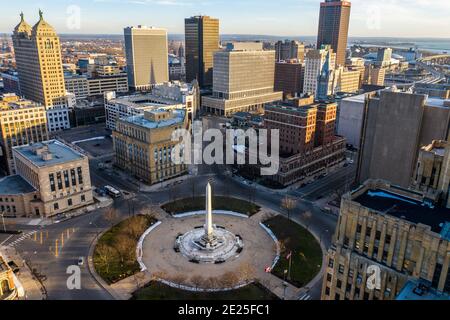 Niagara Square, centro di Buffalo, NY, Stati Uniti Foto Stock