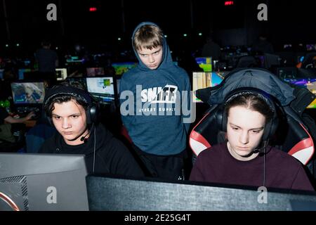 Roskilde, Danimarca. 22 febbraio 2020. I giocatori di computer partecipano a una festa LAN al festival di gioco GG Festival 2020 a Roskilde. (Foto: Gonzales Photo - Mathias EIS Schultz). Foto Stock