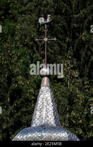 Notre Dame de la Gorge. Campanile barocco. Les Contamines. Francia. Francia. Foto Stock