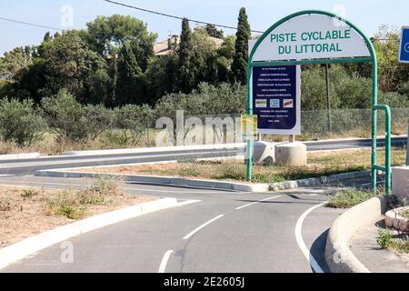 Pista ciclabile del litorale (Toulon-Carqueirane) Foto Stock