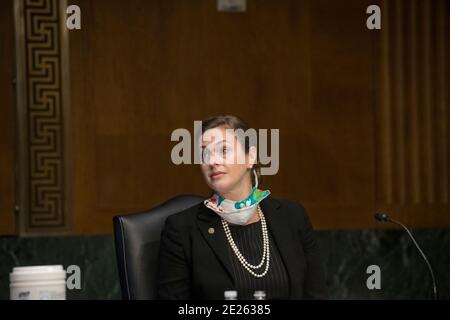 Dr. Lindsay P. Cohn Professore associato, U.S. Naval War College appare prima di una commissione del Senato per l'audizione dei servizi Armed per esaminare il controllo civile delle forze armate, nel palazzo degli uffici del Senato Dirksen a Washington, DC, Martedì, 12 gennaio 2021. Credito: Rod Lammey/CNP /MediaPunch Foto Stock