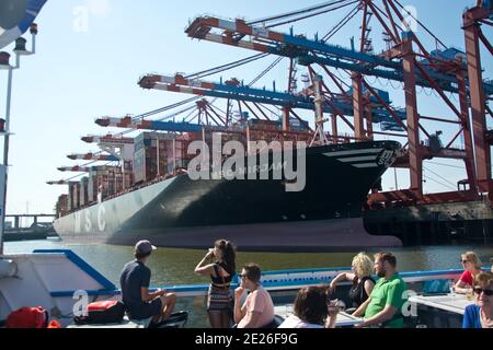 Eindrücke aus dem Hamburger Containerhafen Foto Stock