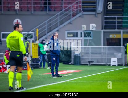 Milano, Italia. 12 gennaio 2021. Milano, Italia, stadio San Siro Giuseppe Meazza, 12 gennaio 2021, responsabile Coach del Torino FC Marco Giampaolo durante AC Milano vs Torino FC - Calcio Italiano Coppa Italia match Credit: Fabrizio Carabelli/LPS/ZUMA Wire/Alamy Live News Foto Stock