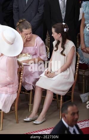 Camille Gottlieb, Principessa Alexandra di Hannover, partecipa alle nozze del Principe Alberto II di Monaco e di Charlene Wittstock nella Cour d’Honneur del Palazzo, Monte Carlo, Monaco, il 02 luglio 2011. Foto di Frederic Nebinger/ABACAPRESS.COM Foto Stock