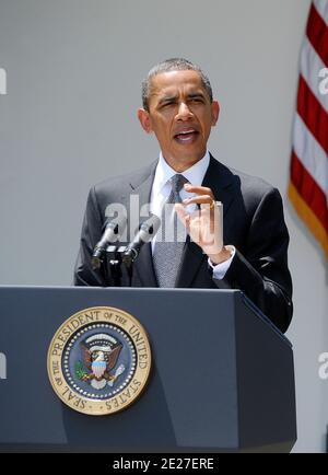 Il presidente DEGLI STATI UNITI Barack Obama nomina Richard Cordray come direttore del Consumer Financial Protection Bureau (CFPB) durante un evento nel Rose Garden alla Casa Bianca a Washington, DC, 18 luglio 2011. Cordray è stato avvocato generale dell'Ohio da gennaio 2009 a gennaio 2011.Photo da Olivier Douliery/ABACAPRESS.COM Foto Stock