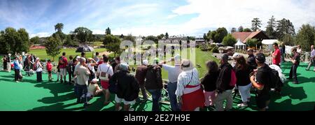 Una vista generale della 18 buche durante l'ultimo round dei Maestri Evian al golf club Evian Masters, a Evian-les-Bains, Alpi francesi, Francia il 24 luglio 2011. Foto di Manuel Blondau/ABACAPRESS.COM Foto Stock