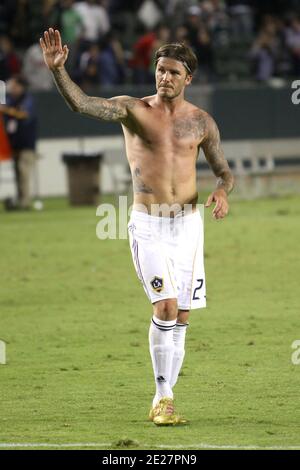 David Beckham in azione durante LA Galaxy affronta i terremoti di San Jose tenuti al Centro Home Depot di Carson, CA, USA il 20 agosto 2011. Foto di Tony DiMaio/ABACAPRESS.COM Foto Stock