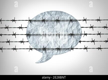 Restrizioni sui social media e soppressione del discorso come censura per censurare opinioni e pensieri. Foto Stock