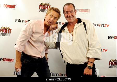 I contendenti Kato Kaelin e Michael Lohan partecipano alla conferenza stampa di 'Celebrity Fight Night' la manifestazione LIVE PPV match-up knockout Championship show che si terrà il 5 novembre 2011, a Los Angeles, CA, USA il 26 settembre 2011. Foto di Lionel Hahn/ABACAPRESS.COM Foto Stock