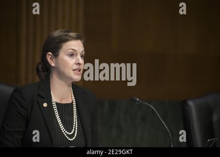 Dr. Lindsay P. Cohn Professore associato, U.S. Naval War College appare prima di una commissione del Senato per l'audizione dei servizi Armed per esaminare il controllo civile delle forze armate, nel palazzo degli uffici del Senato Dirksen a Washington, DC, USA, Martedì, 12 gennaio 2021. Foto di Rod Lamkey/CNP/ABACAPRESS.COM Foto Stock