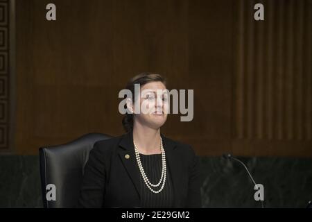 Dr. Lindsay P. Cohn Professore associato, U.S. Naval War College appare prima di una commissione del Senato per l'audizione dei servizi Armed per esaminare il controllo civile delle forze armate, nel palazzo degli uffici del Senato Dirksen a Washington, DC, USA, Martedì, 12 gennaio 2021. Foto di Rod Lamkey/CNP/ABACAPRESS.COM Foto Stock