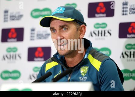 Foto del file datata 10-09-2019 del capo allenatore australiano Justin Langer. Foto Stock