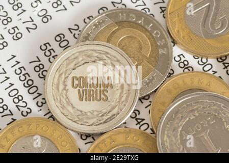 Denaro Polacco Zloty e Coronavirus in Polonia Foto Stock