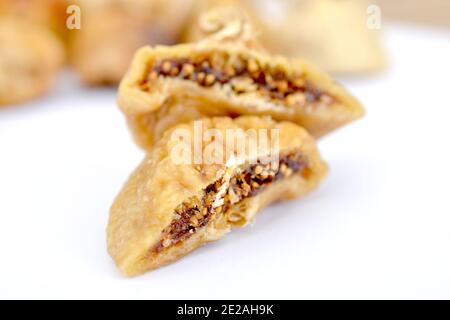 immagine di un fichi di frutta a metà asciutta da vicino. Foto Stock