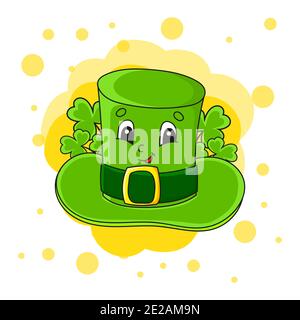 Cappello Leprechaun. Illustrazione vettoriale colorata. Isolato su sfondo astratto a colori. Elemento di progettazione. Personaggio cartoon. Giorno di San Patrizio. Illustrazione Vettoriale
