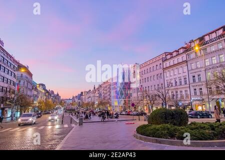 Vaclavske namesti, Piazza Venceslao, nove mesto, Praga, Repubblica Ceca Foto Stock
