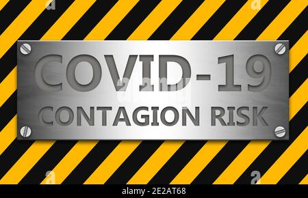 Banner con avvertenza COVID-19 e rischio di contagio Foto Stock