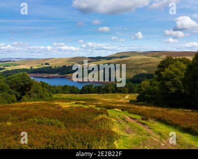 Errwood Reservoir nella zona della Valle di Goyt del picco District National Park Derbyshire Inghilterra Regno Unito Foto Stock