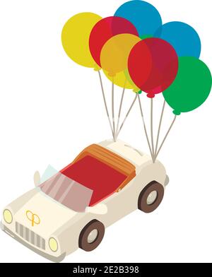 Icona auto da matrimonio. Illustrazione isometrica dell'icona vettoriale dell'automobile di nozze per il fotoricettore Illustrazione Vettoriale