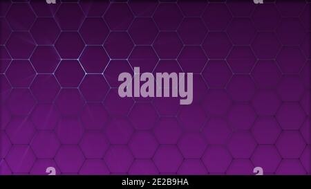 Motivo a mosaico viola a nido d'ape. illustrazione di sfondo futuristica in stile techno degli anni '80 Foto Stock