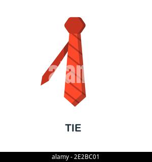Icona di fissaggio piatto. Colore elemento semplice dalla collezione di abiti. Icona Creative Tie per web design, modelli, infografiche e altro ancora Illustrazione Vettoriale