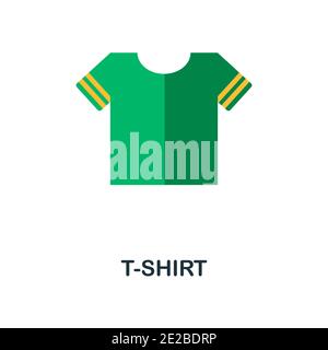 Icona a forma di T-Shirt piatta. Colore elemento semplice dalla collezione di abiti. Icona Creative T-Shirt per web design, modelli, infografiche e altro ancora Illustrazione Vettoriale