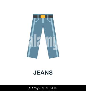 Icona jeans piatto. Colore elemento semplice dalla collezione di abiti. Icona Creative Jeans per il web design, modelli, infografiche e altro ancora Illustrazione Vettoriale