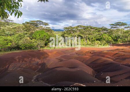 Sette colori terra nel parco di Chamarel, isola di Mauritius Foto Stock