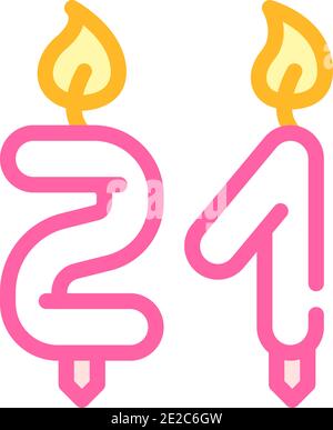 bruciare candele in forma di numero compleanno colore icona illustrazione vettore Illustrazione Vettoriale