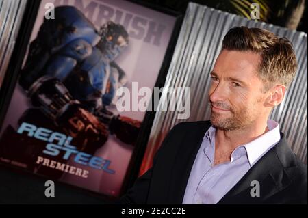 Hugh Jackman partecipa alla prima 'Real Steel' all'Universal Studiosin Los Angeles, CA, USA, 2 ottobre 2011. Foto di Lionel Hahn/ABACAPRESS.COM Foto Stock